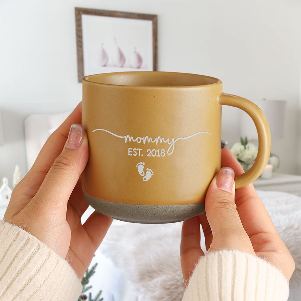 Personalized Mom Dad Est Engraved Pottery Mug - Gift for New Parents CH07 911374
