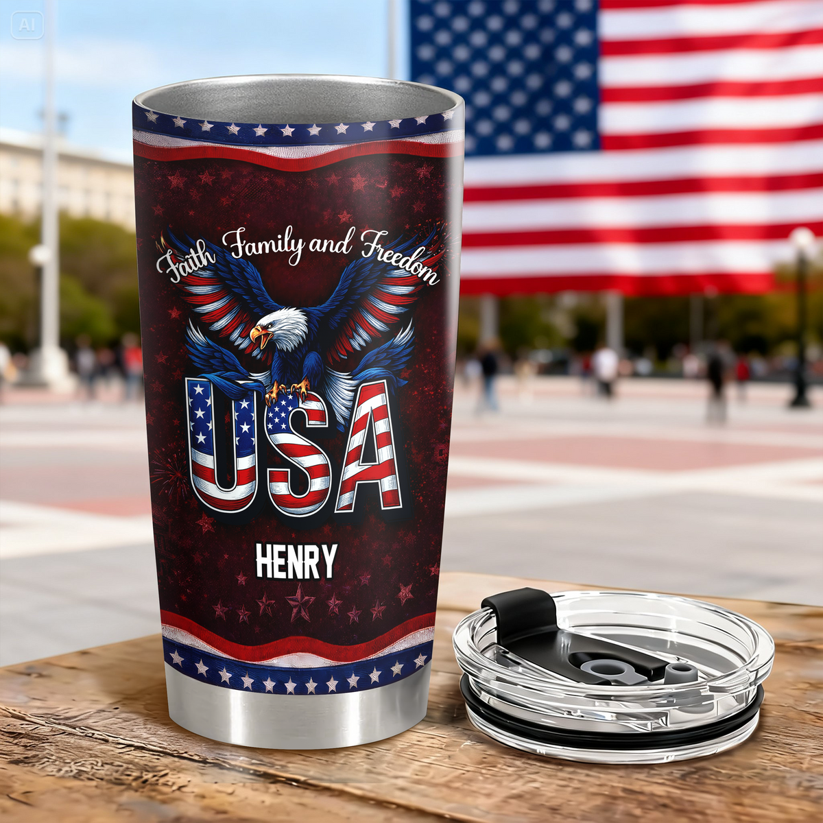 Custom Name Faith, Family & Freedom 250 Years Anniversary Fat Tumbler 1776–2026 CH07 910590
