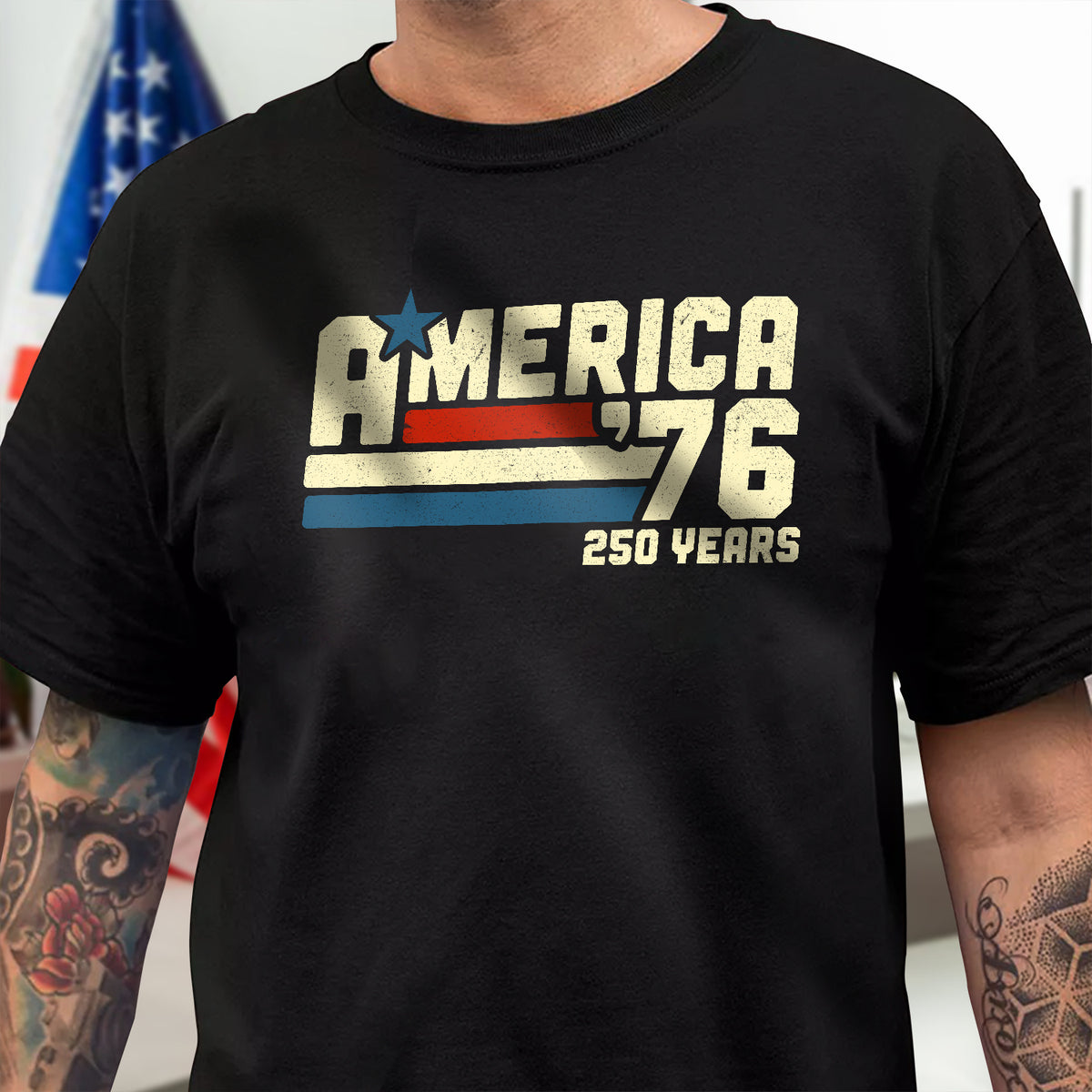 America 76 250 Years Retro Vintage 1776 2026 Patriotic 4th July Dark Shirt HA75 921546