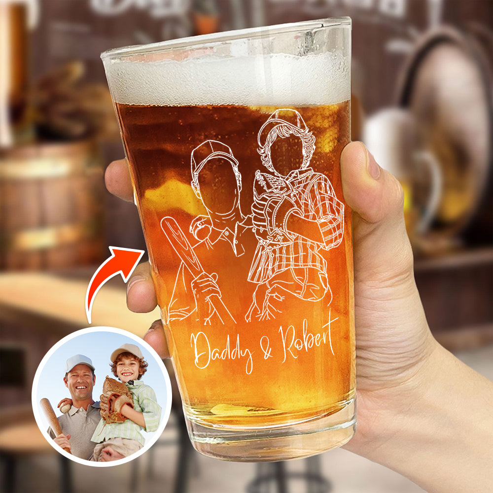 Custom Photo Dad and Kid Beer Glass - Gift for Father’s Day LM32 899985