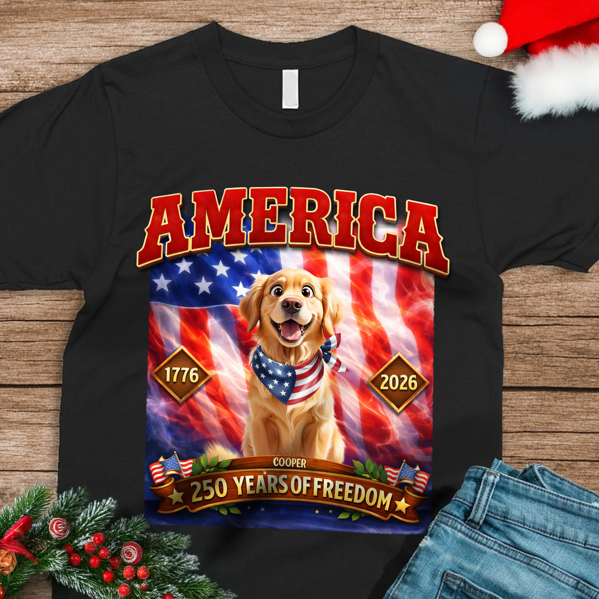 Personalized 250 Years Of Freedom Dog Dark Shirt HA75 920252