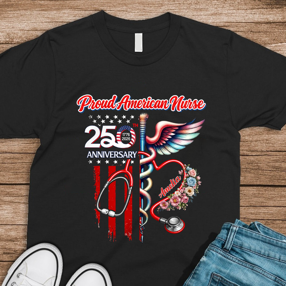 Custom Name Proud American Nurse With US 250 Dark Shirt HO82 901290