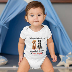 Custom Funny Dog Photo I'll Always Look Up To You Baby Onesie LM32 895559