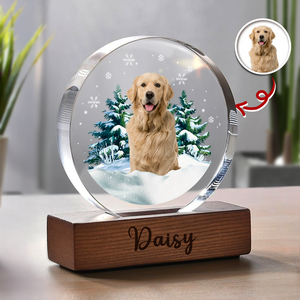 Custom Pet Photo Christmas - Personalized Round Acrylic Frame Block TH10 894407