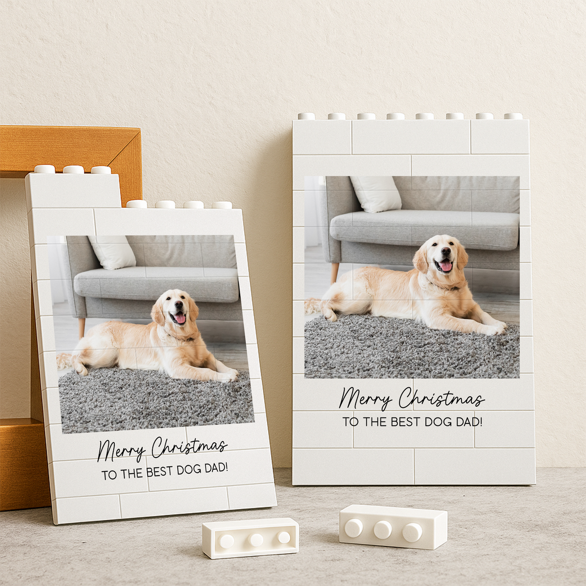 Custom Photo Merry Christmas To the Best Dog Dad Building Brick Blocks TH10 171009