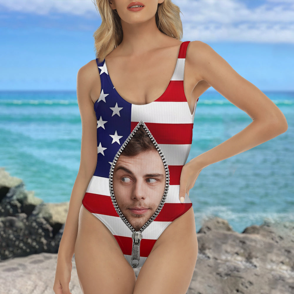 Custom Face Funny Swimsuit America Flag Beach Gift LM32 899959