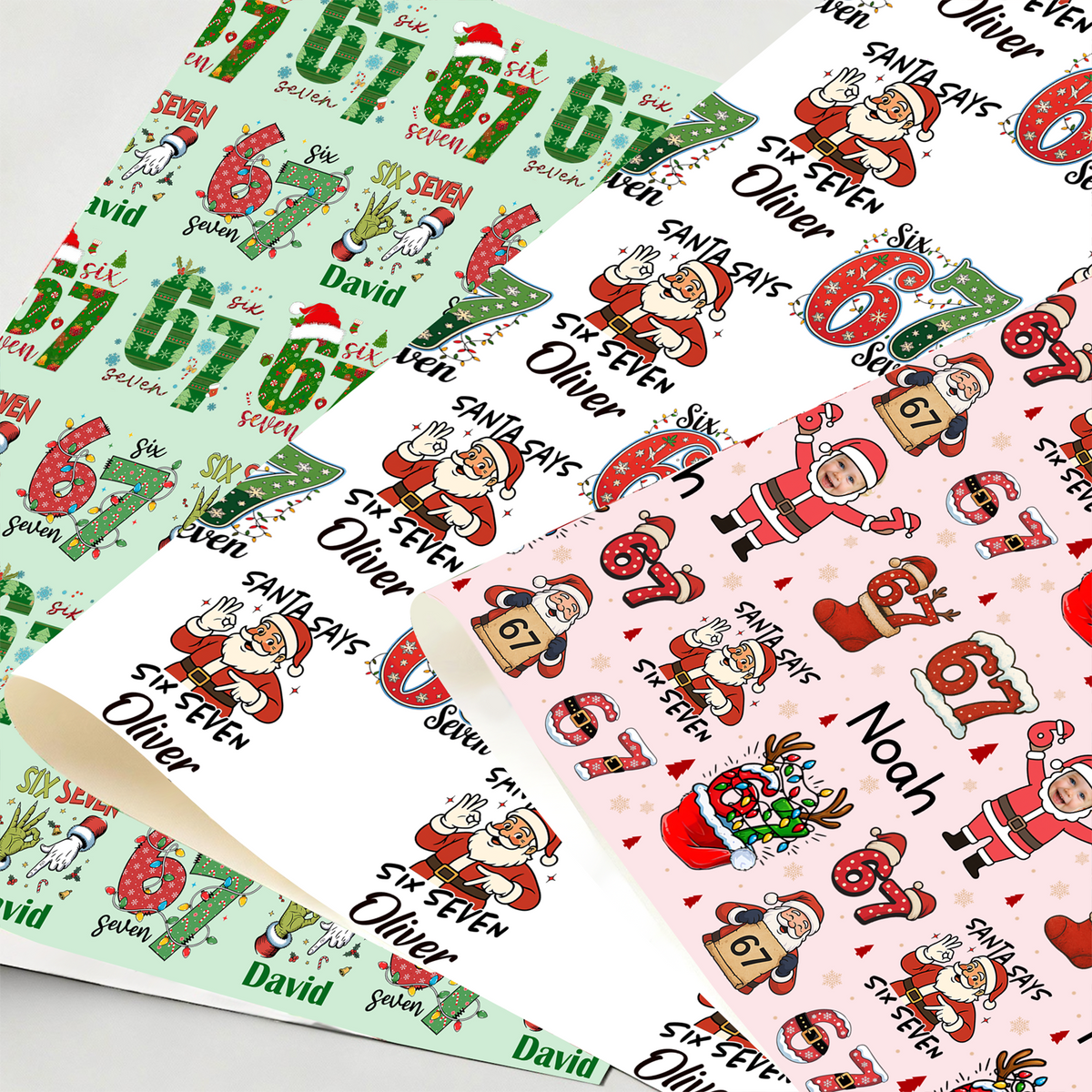 Custom Name 67 Christmas Wrapping Paper Personalized Six Seven Number Wrapping Paper CH07 899220