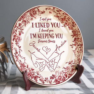 I'm Keeping You Forever Chinoiserie Toile De Jouy Style Couple Personalized Ceramic Plate Gift For Husband Wife, Anniversary HA75 892648