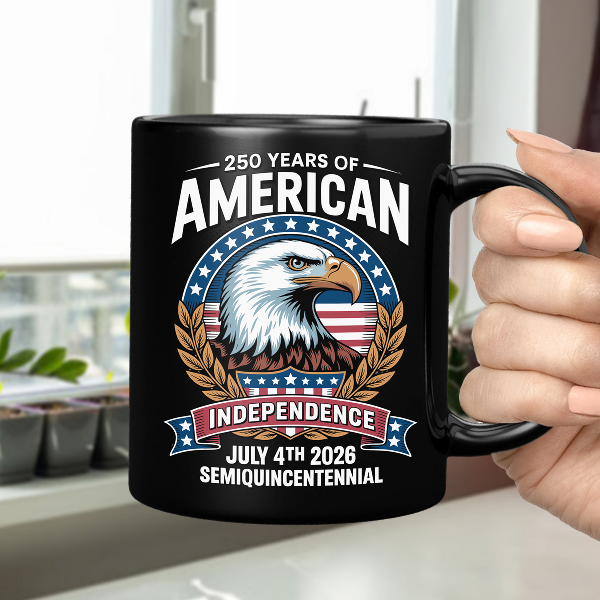 American 250 Years Independence Eagle - July 4th 2026 Black Mug LM32 895249