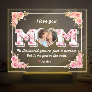 Mom, To Me You're The Wold Custom Photo Acrylic Plaque LED Night Light Mothers Day Gift For Mom CH07 895276