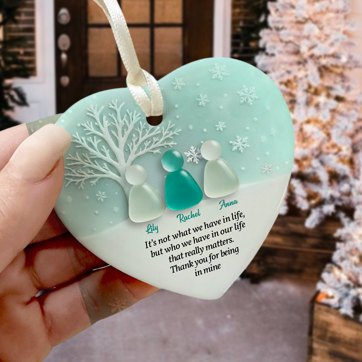 Personalized 2D Friendship Sea Glass Heart Ceramic Ornament, Best Friend Christmas Gift CH07 899864