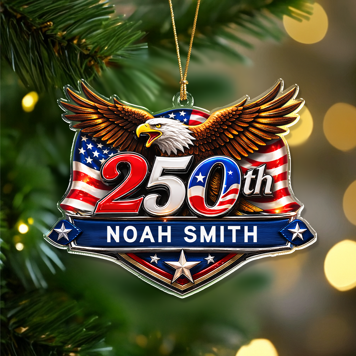 Personalized 250th Anniversary 1776-2026 Eagle USA Semiquincentennial Patriotic Acrylic Ornament HO82 903352