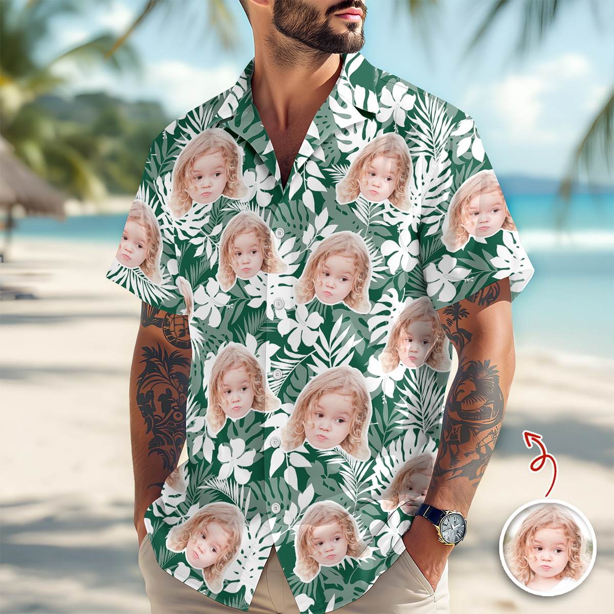 Custom Face Photo Tropical Aloha Hawaii Shirt LM32 669295