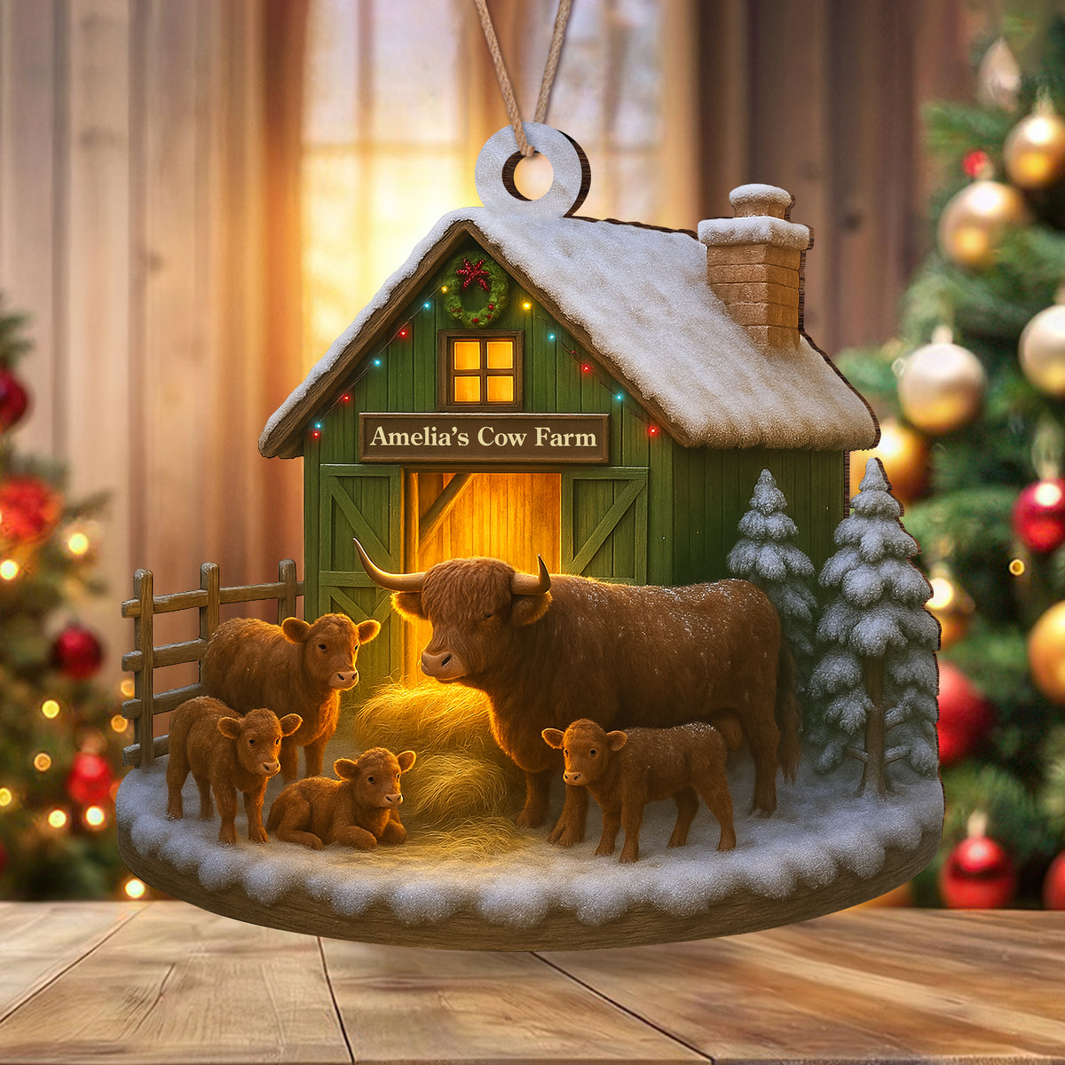 Custom Name Highland Cow Farm Wood Ornament – Christmas Gifts LM32 895619
