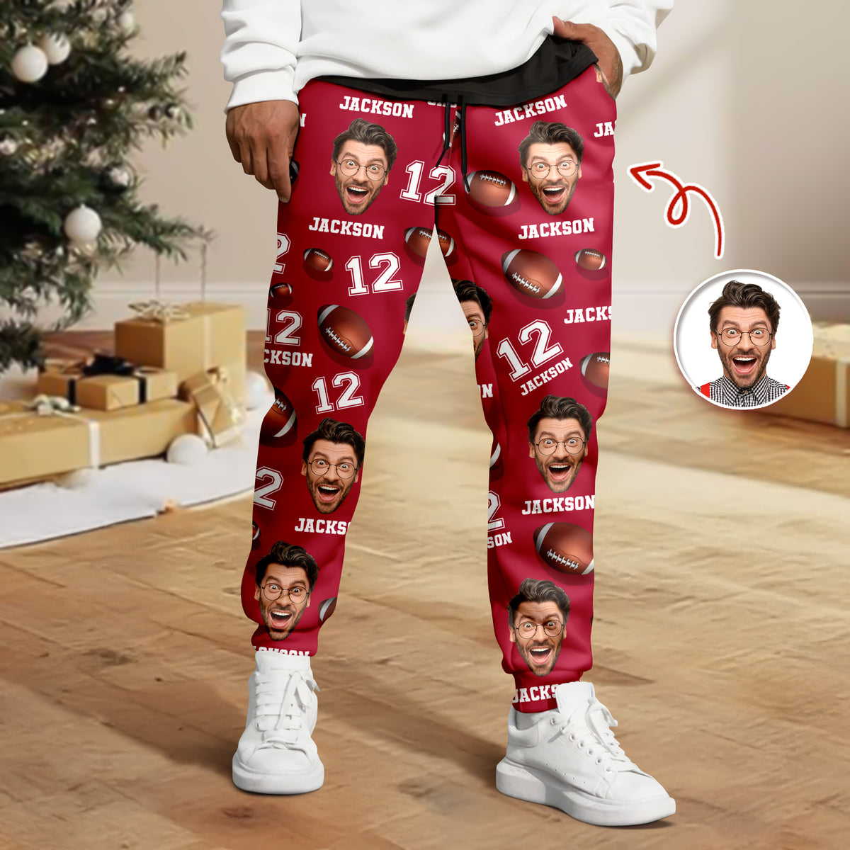Custom Photo, Name And Number Sweatpants Christmas Gift For Football Lovers CH07 899482