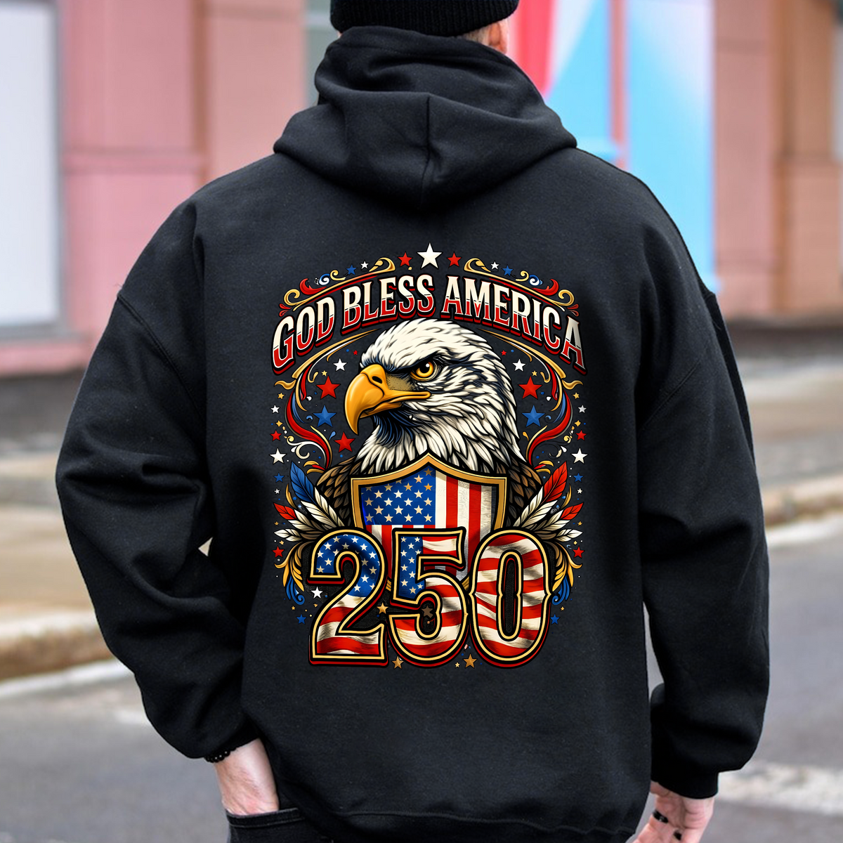 Patriotic God Bless America Dark Shirt 250th Anniversary of America Back Shirt CH07 910966