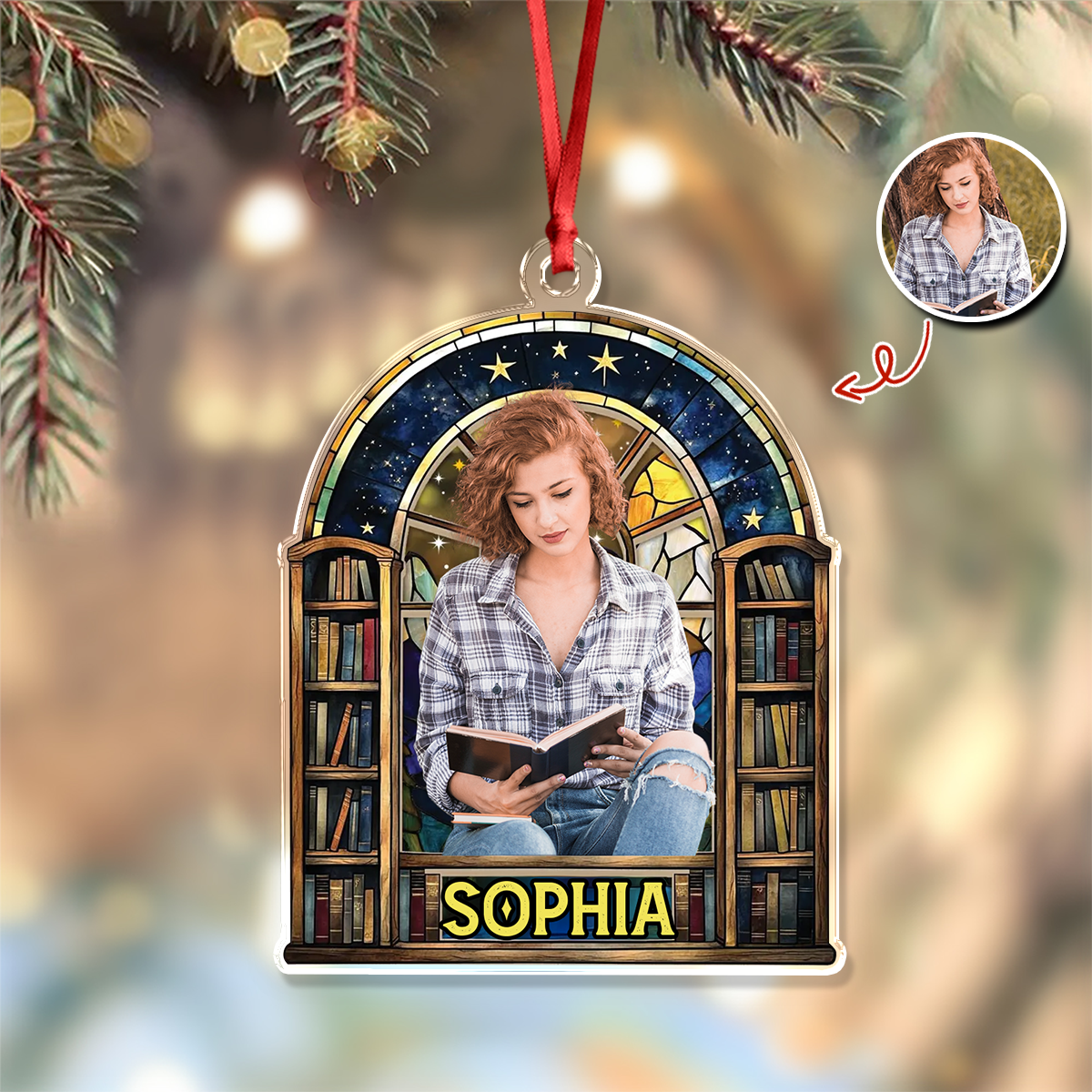 Custom Photo Fantasy Book Reader Acrylic Ornament For Book Lovers HO82 894672