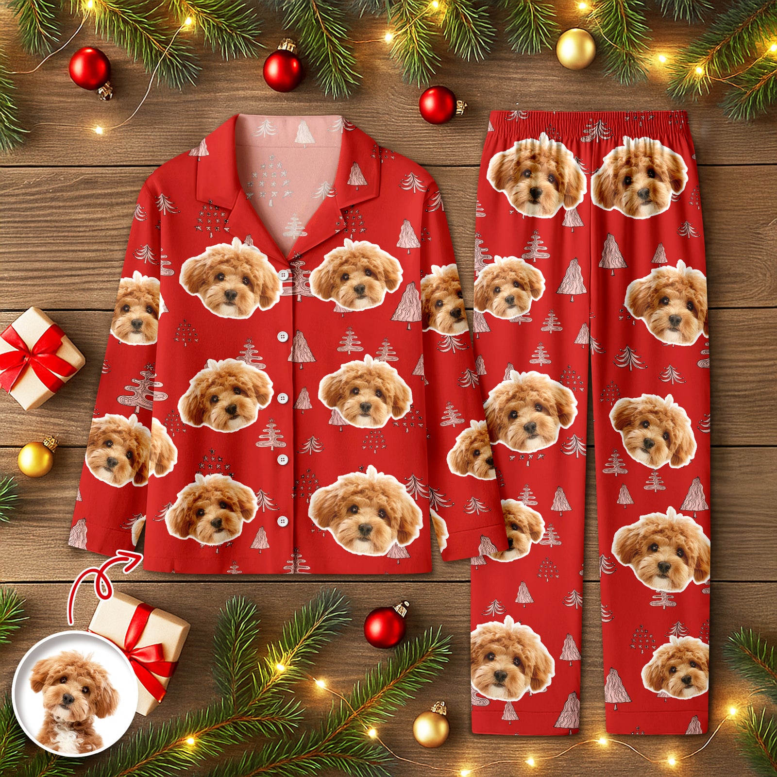 Custom Dog Photo With Christmas Tree Icon Pajamas TH10 894405