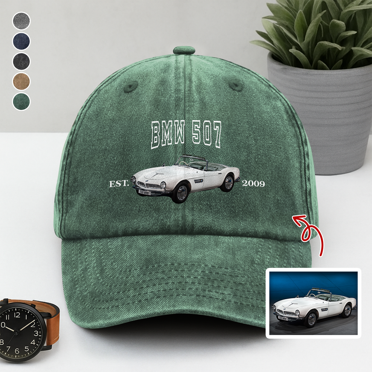 Custom Car Photo Personalized Washed Denim Baseball Cap TH10 894413