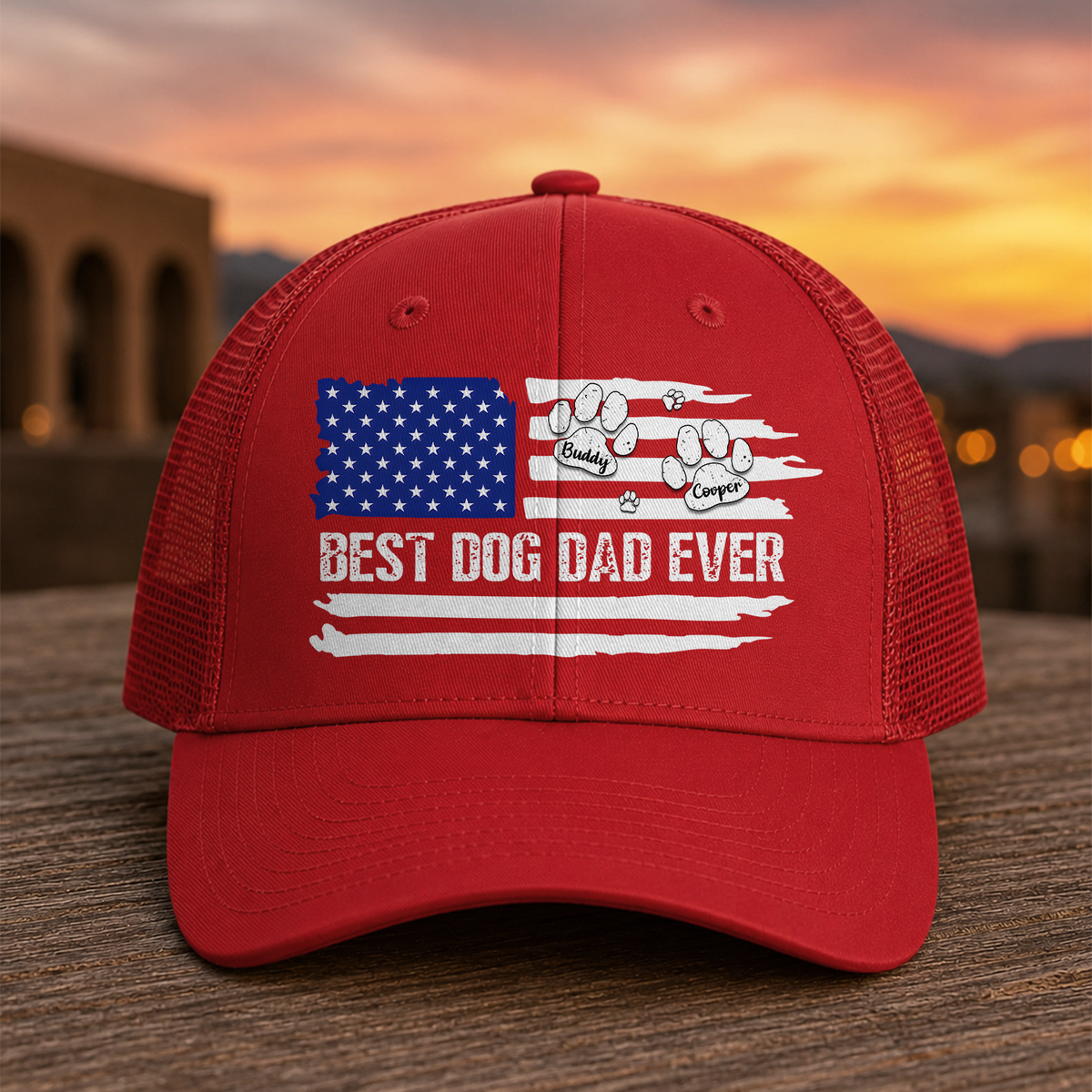 Personalized Best Dog Dad, Dog Mom Ever America Flag Trucker Hat For Dog Lover TH10 170269