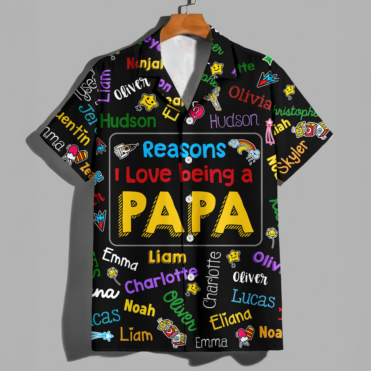 Personalized Papa Kids Name Word Art Hawaii Shirt - Gift For Dad, Father's Day HO82 902482