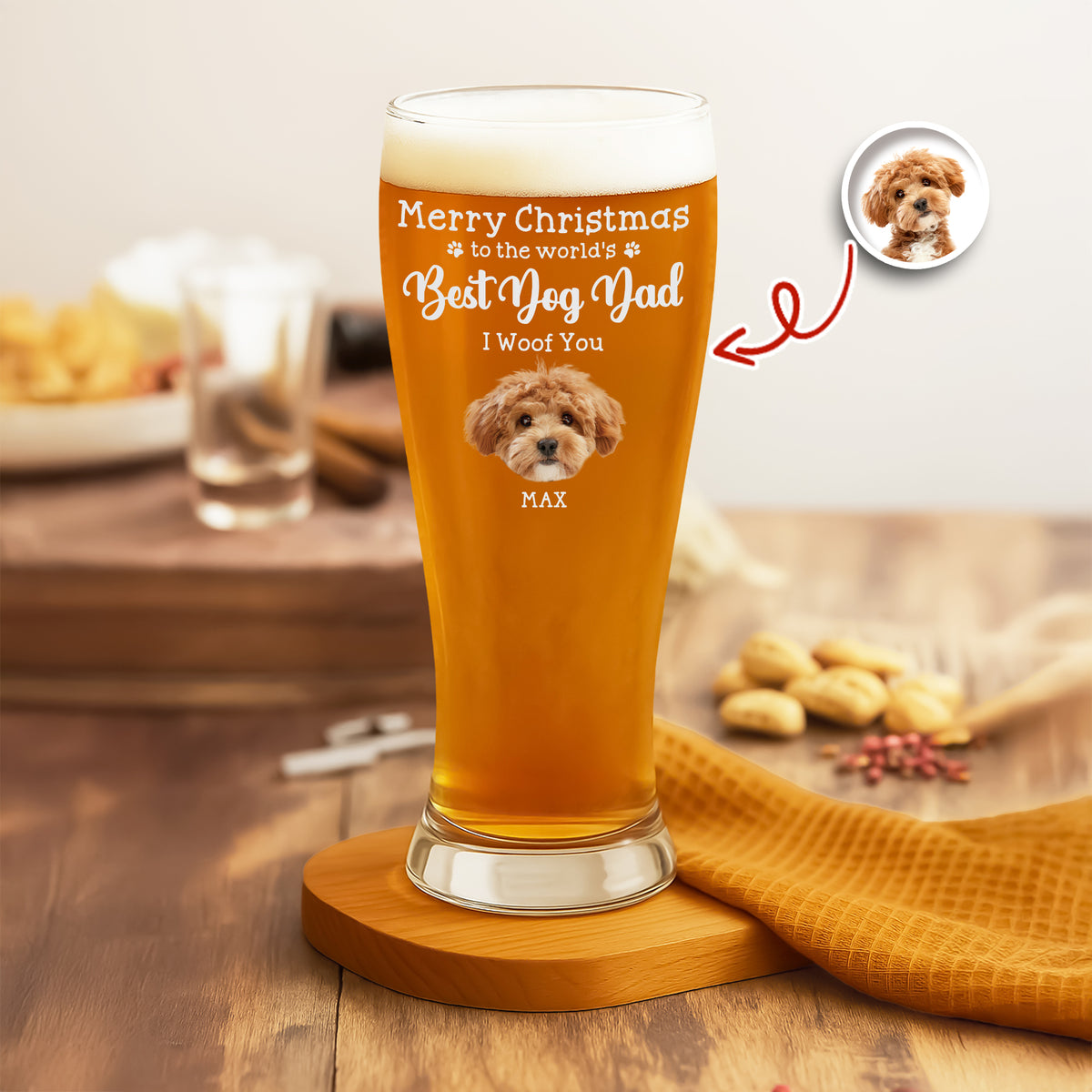 Custom Photo To The World's Best Dog Dad Personalized Pilsner Glass HA75 892754