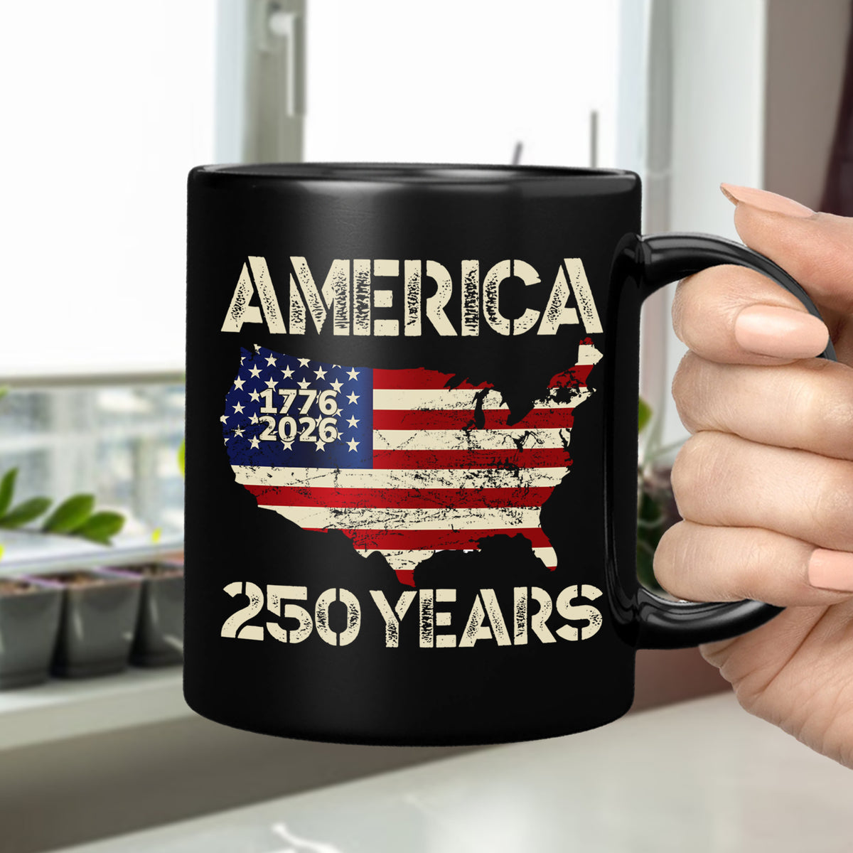 250 Years America Anniversary 250th Independence Day Black Mug HA75 897354
