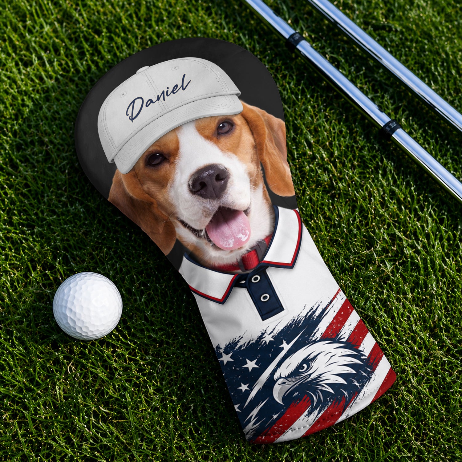 Custom Pet Photo With America Flag Golf Head Cover, Golf Club Cover - Gift For Dog Cat Dad Mom, Golf Lovers HO82 902312