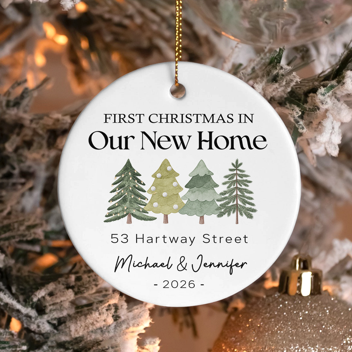 Personalized First Christmas In Our New Home Ceramic Ornament, Housewarming Christmas Keepsake HO82 903610
