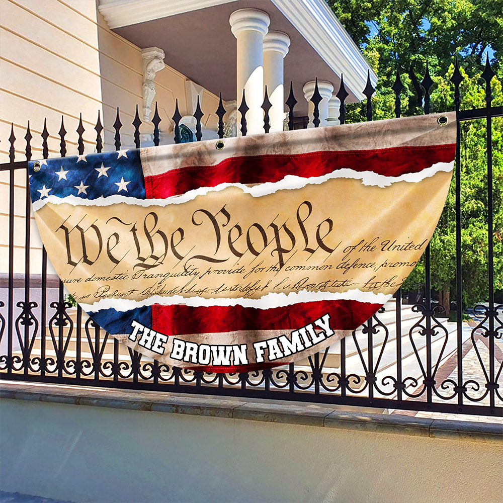 Custom Family Name We The People America Non-Pleated Fan Flag TH10 898895