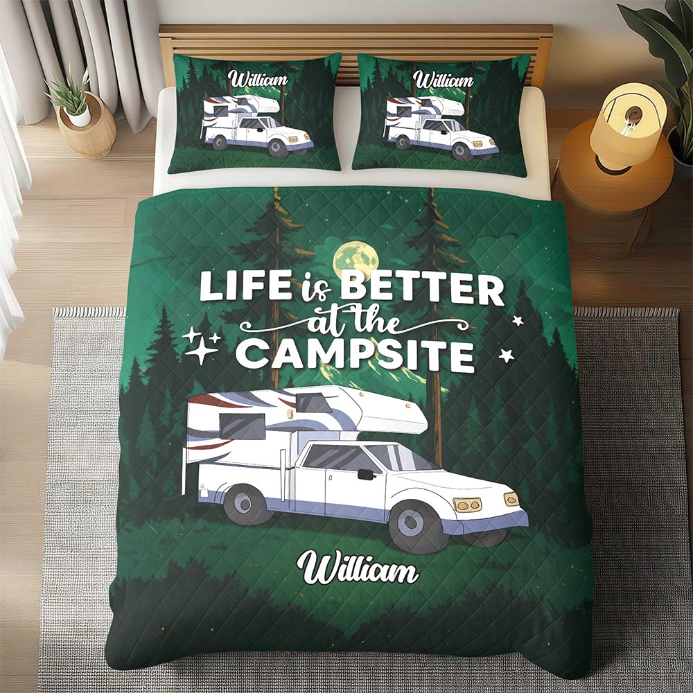 Life Is Better At The Campsite Personalized Quilt Bedding Set LM32 897291