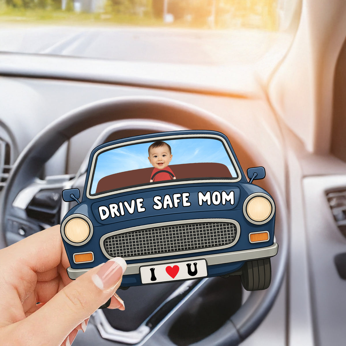 Custom Kids Photo Drive Safe Daddy Car Visor Clip Personalized Father's Day Gift CH07 895942