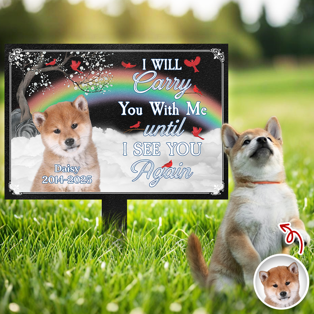One By My Side Forever In My Heart Custom Dog Cat Memorial Photo Garden Stake CH07 896346
