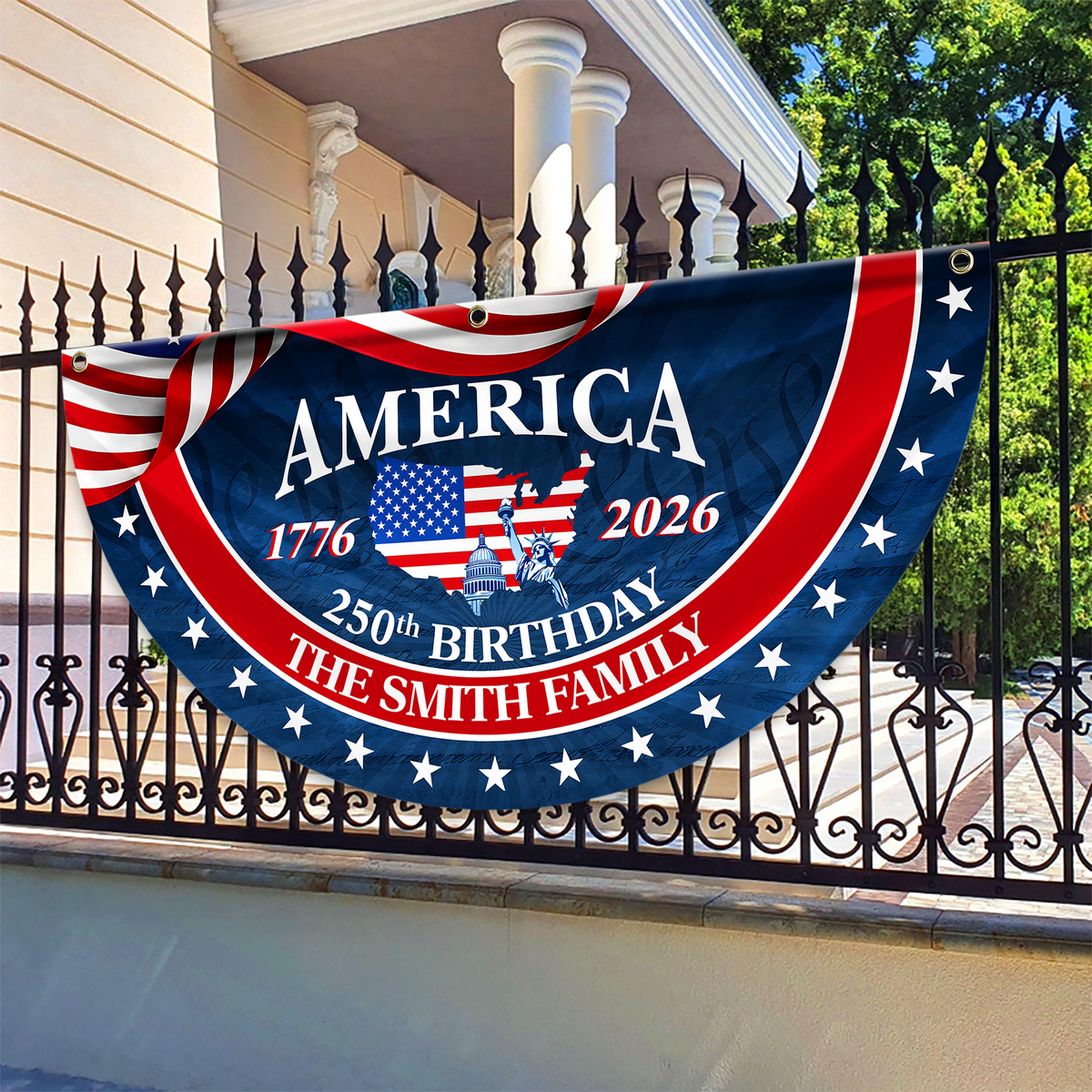 Custom Family Name America Birthday 1776-2026 Non-Pleated Fan Flag TH10 898745
