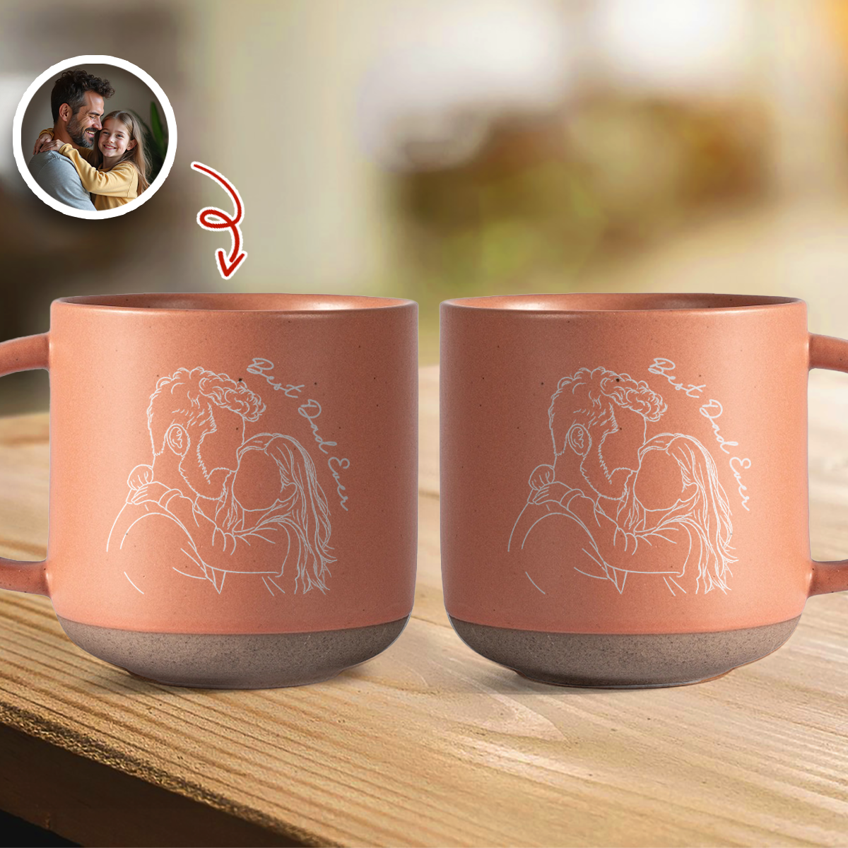 Personalized Photo Mom Dad Engraved Pottery Mug - Personalized Father’s Day Gift CH07 911398