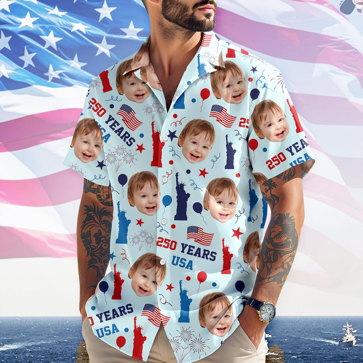 Custom Face Photo 250 Years USA Hawaiian Shirt Patriotic Summer Gift LM32 668907