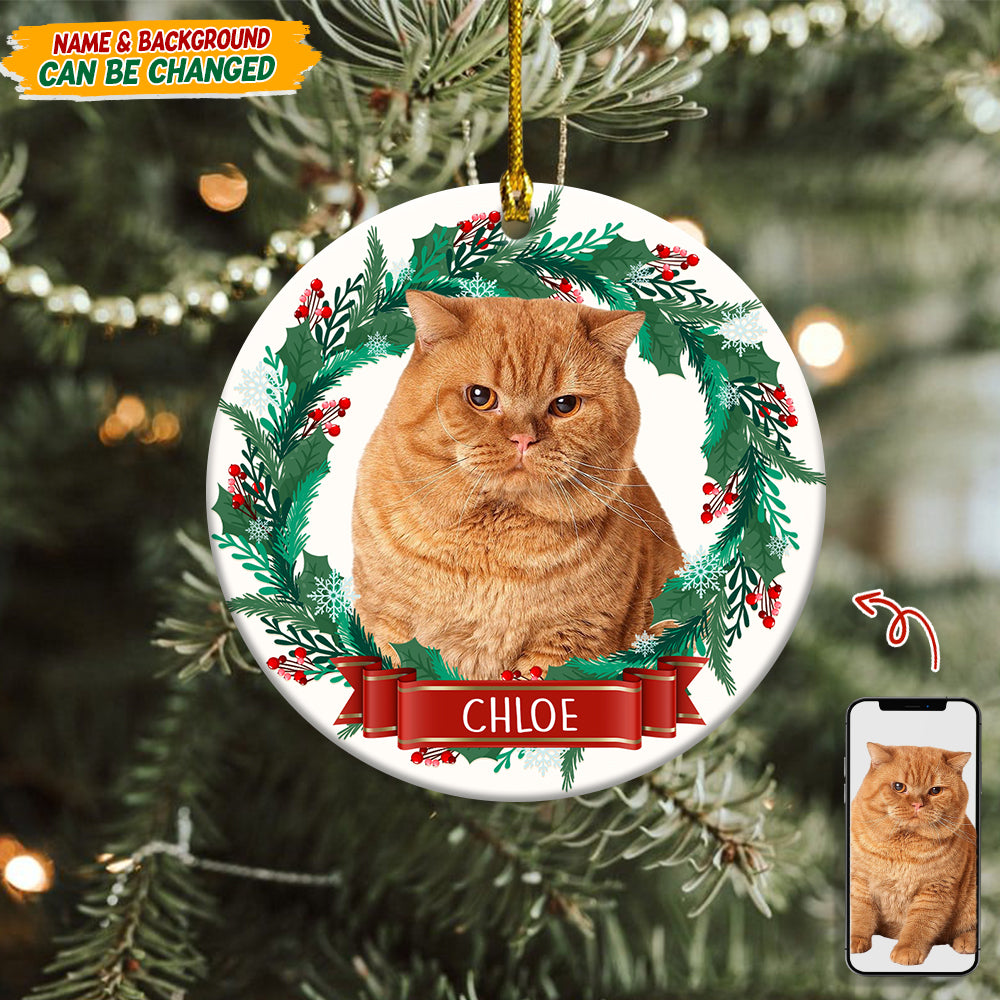 Custom Cat Photo Ceramic Ornament For Christmas N304 889851