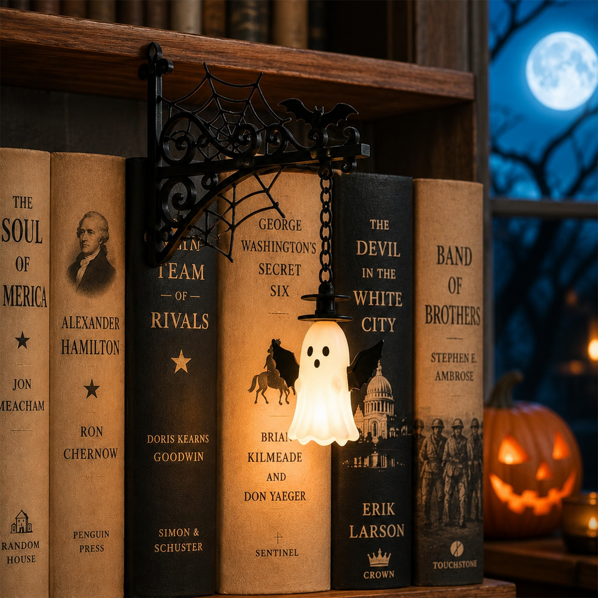 Halloween Metal Bookshelf Lantern Light Gift for Book Lovers, Reader Gift CH07 180222
