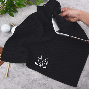 Personalised Embroidered Quick Dry Microfiber Waffle Golf Towel with Monogram and Carabiner Clip Golf Accessory Birthday Gift for Golf Lovers HO82 900774