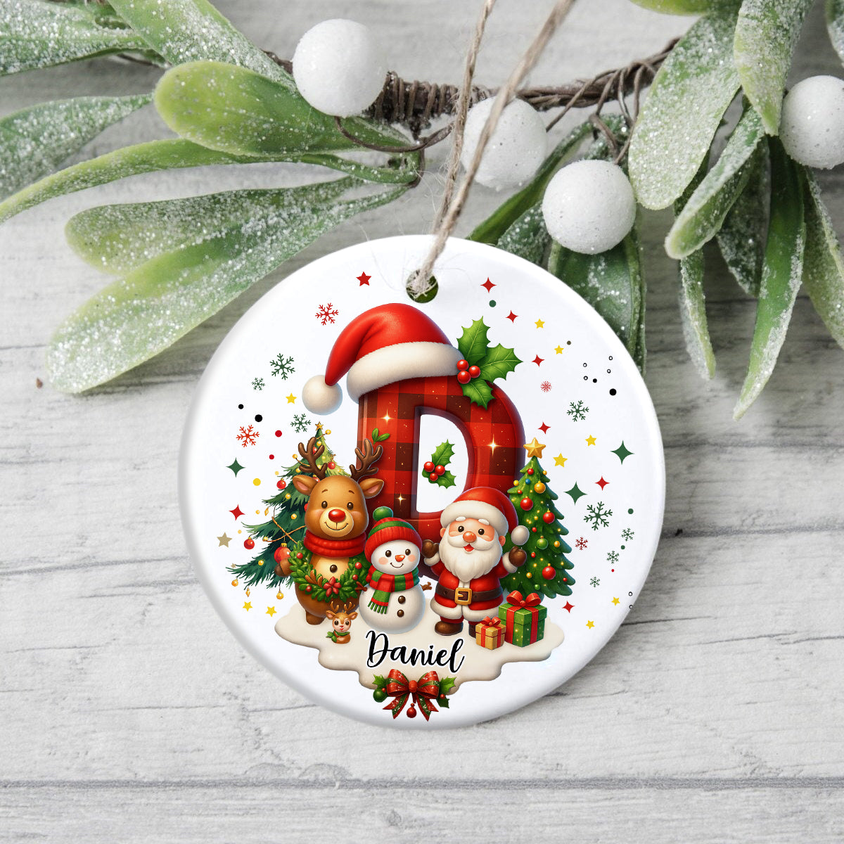 Custom Alphabet Personalized Christmas Ceramic Ornament HA75 897572