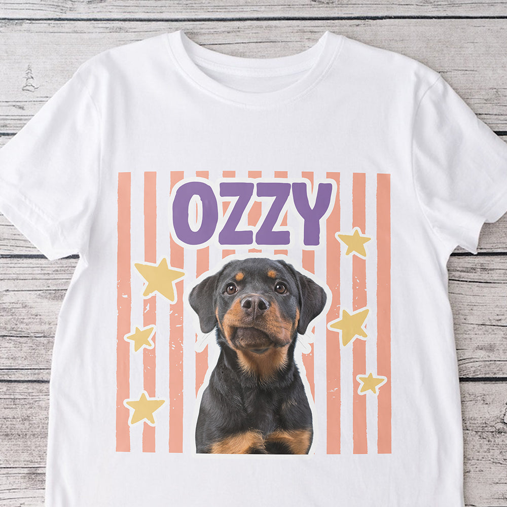 Custom Photo Dog & Cat Portrait Bright Shirt with Pet Name, Retro Vintage Pet Lover Gift TH10 170373