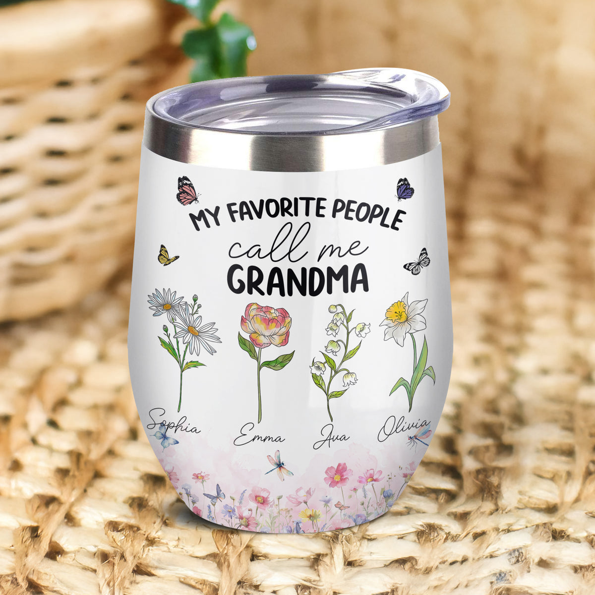 My Favorite People Call Me Mommy And Grandma Personalized Wine Tumbler LM32 893995