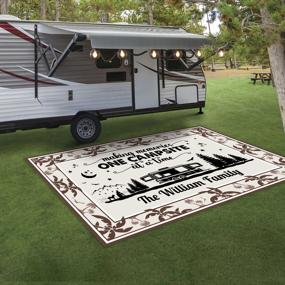 Making Memories One Campsite At A Time Personalized Patio Rug With Coconut Tree Pattern HO82 894332
