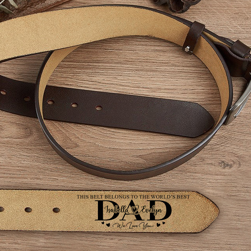 Custom Kid Names This Belt Belongs To The World’s Best Dad Leather Belt - Personalized Gift for Father LM32 899789