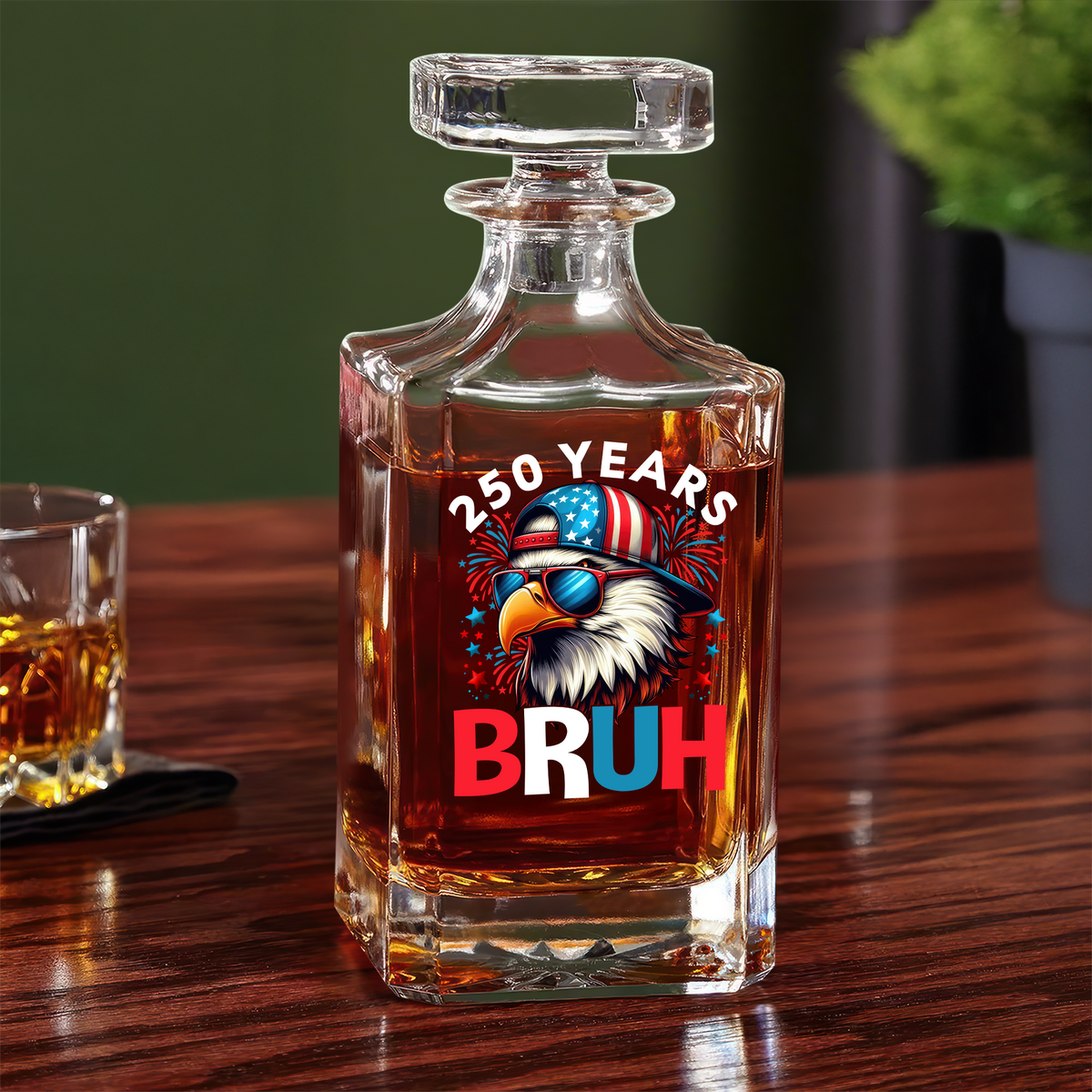 250 Years USA Bruh 250th Birthday 1776-2026 Eagle Flag Decanter HA75 897326