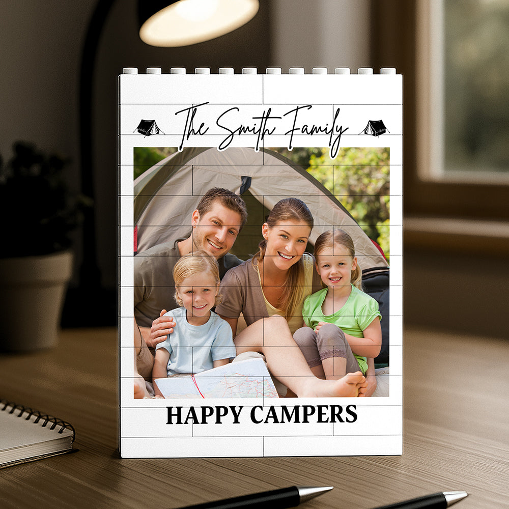 Custom Photo And Family Name Happy Campers Building Brick Blocks TH10 170465