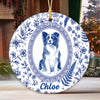Custom Photo Watercolor Portrait Toile de Jouy Style Christmas Ceramic Ornament, Gift for Pet Lovers LM32 669743