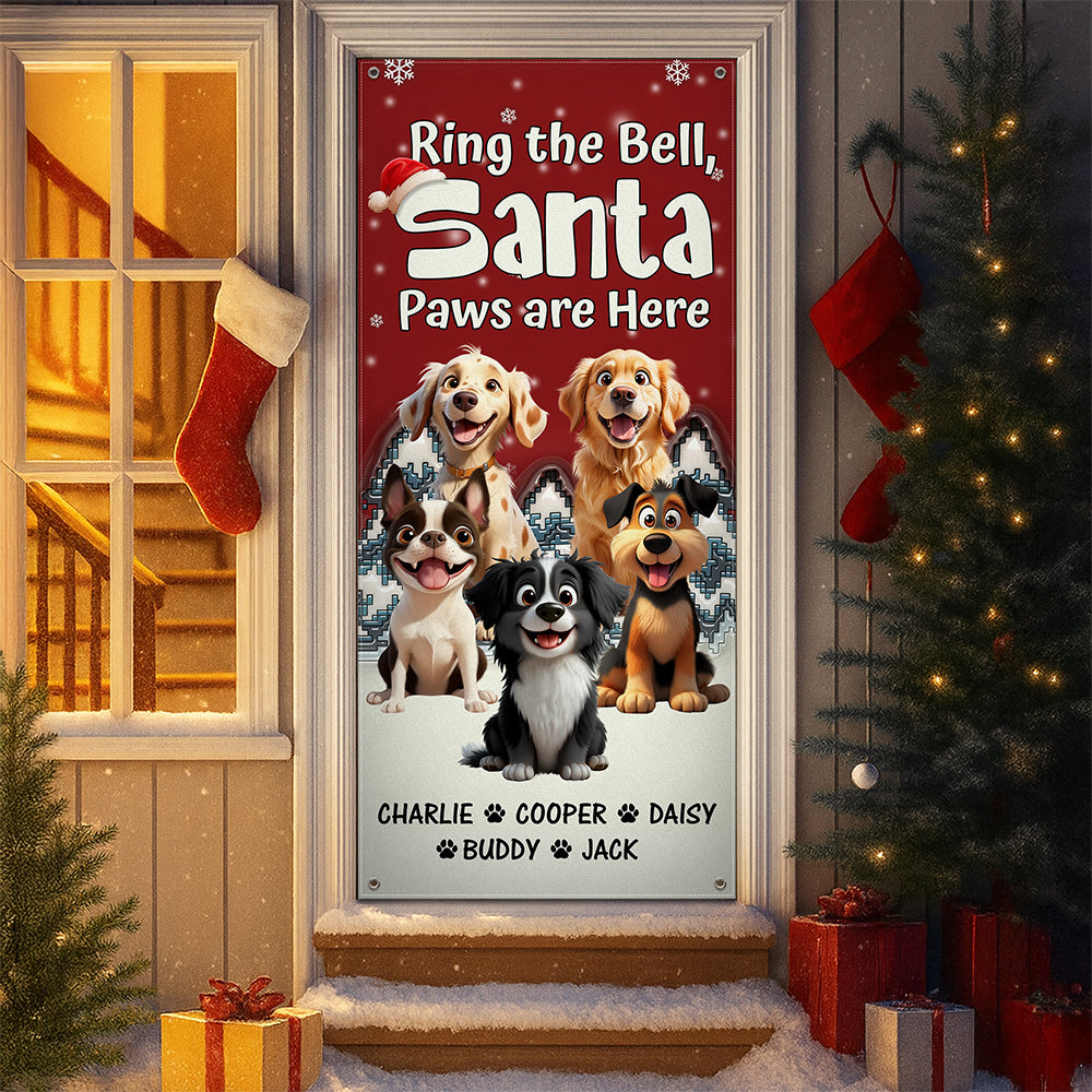 Custom Cute 3D Dog Ring the Bell, Santa Paw Are Here Door Cover LM32 895957