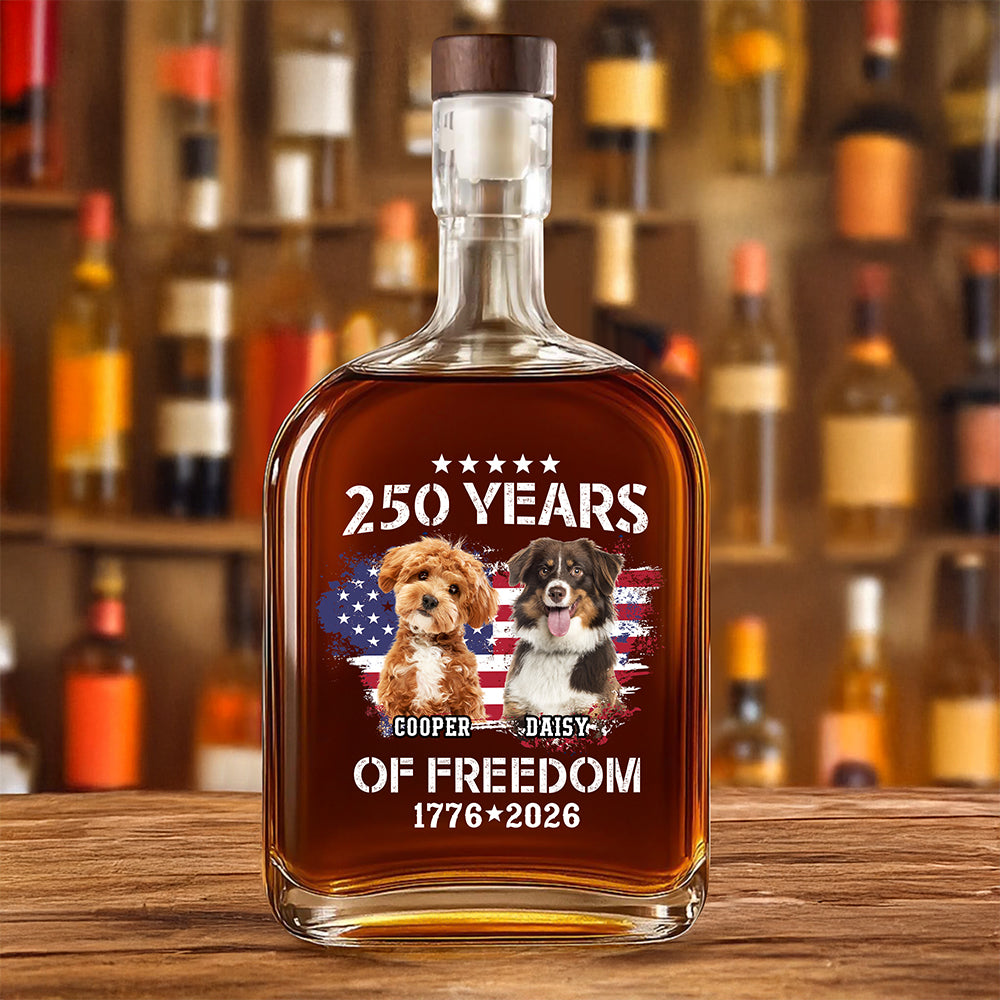 Custom Dog Photo Celebrate 250 Years of America Whiskey Bottle CH07 899658