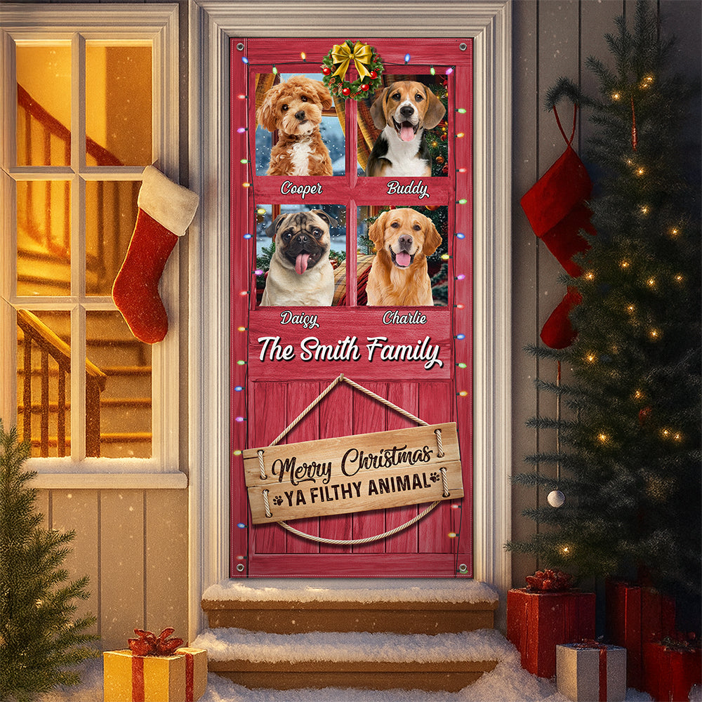 Custom Cute Photo Merry Christmas Ya Filthy Animal Door Cover LM32 897181